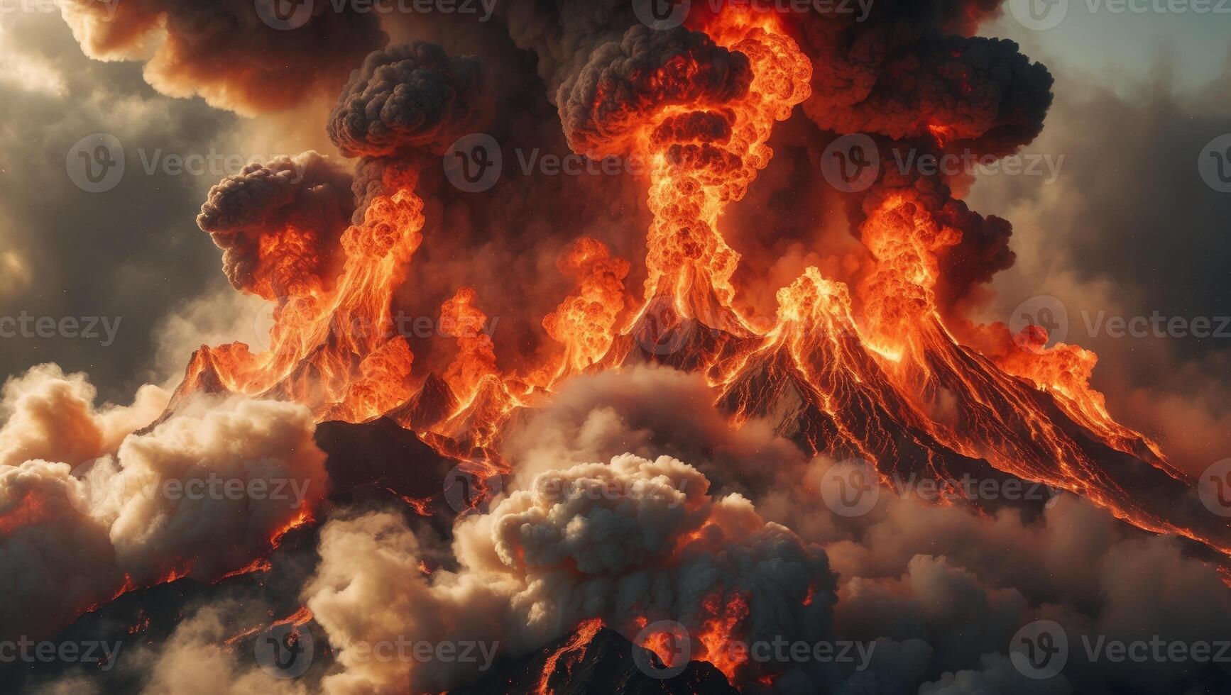 Intense Close Up of a Massive Fire Erupting with Vibrant Flames and Thick Smoke Creating a Dramatic and Fiery Atmosphere of Natural Power photo