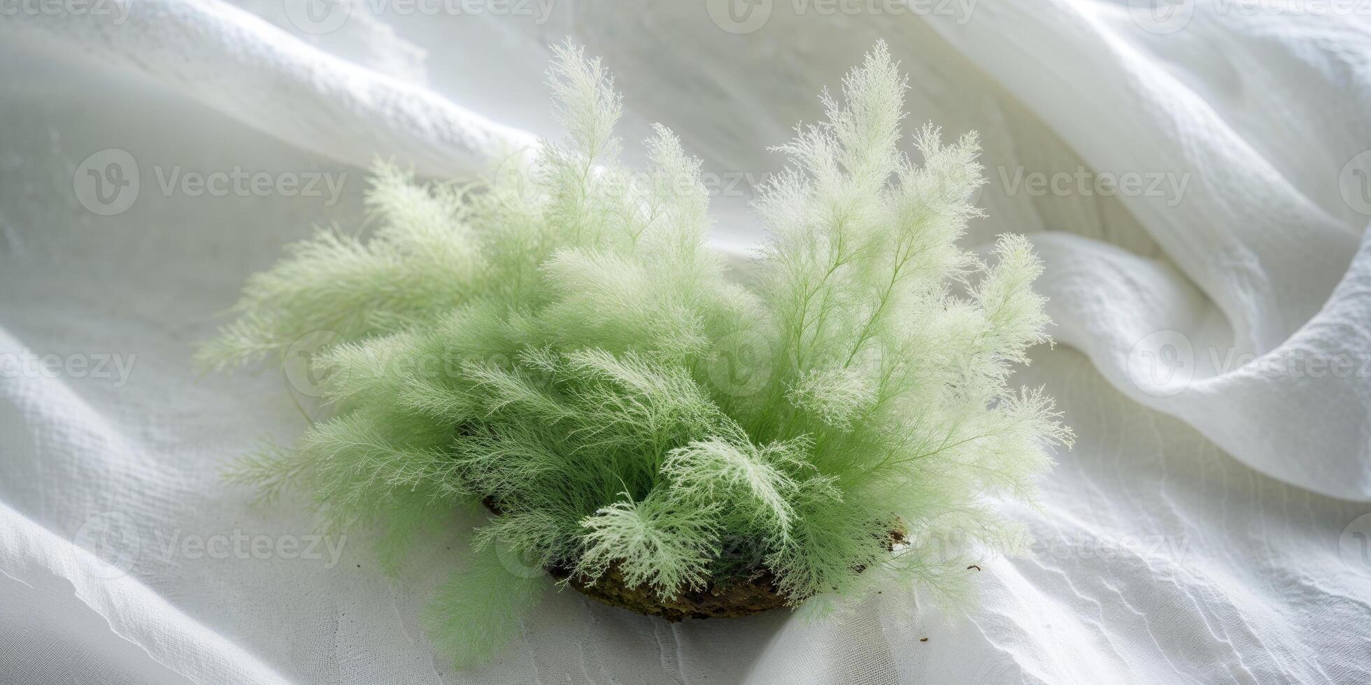 white grunge background linen texture green moss vignette. photo