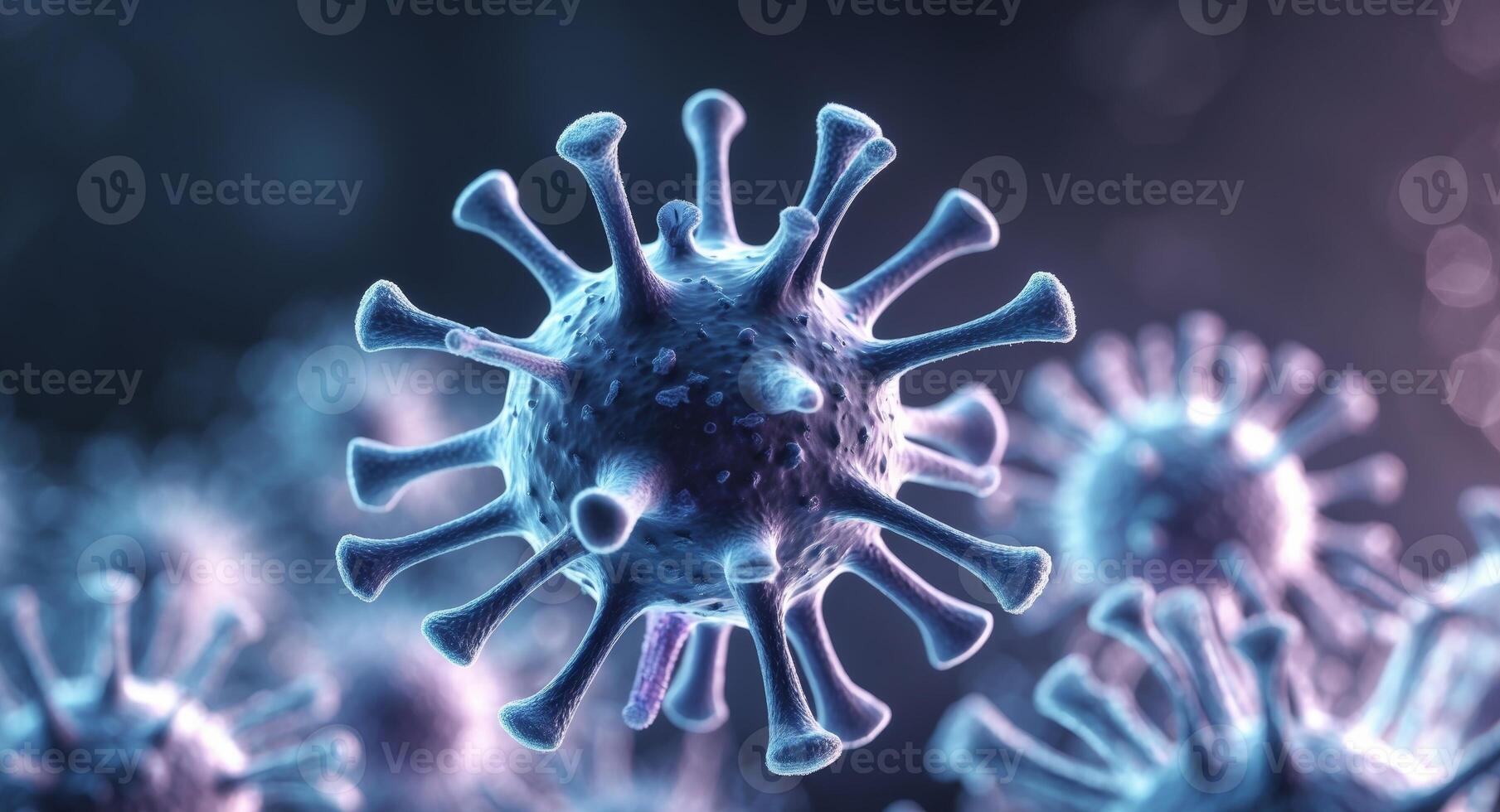 Microscopic View of Virus Cell Structure with Lighting photo