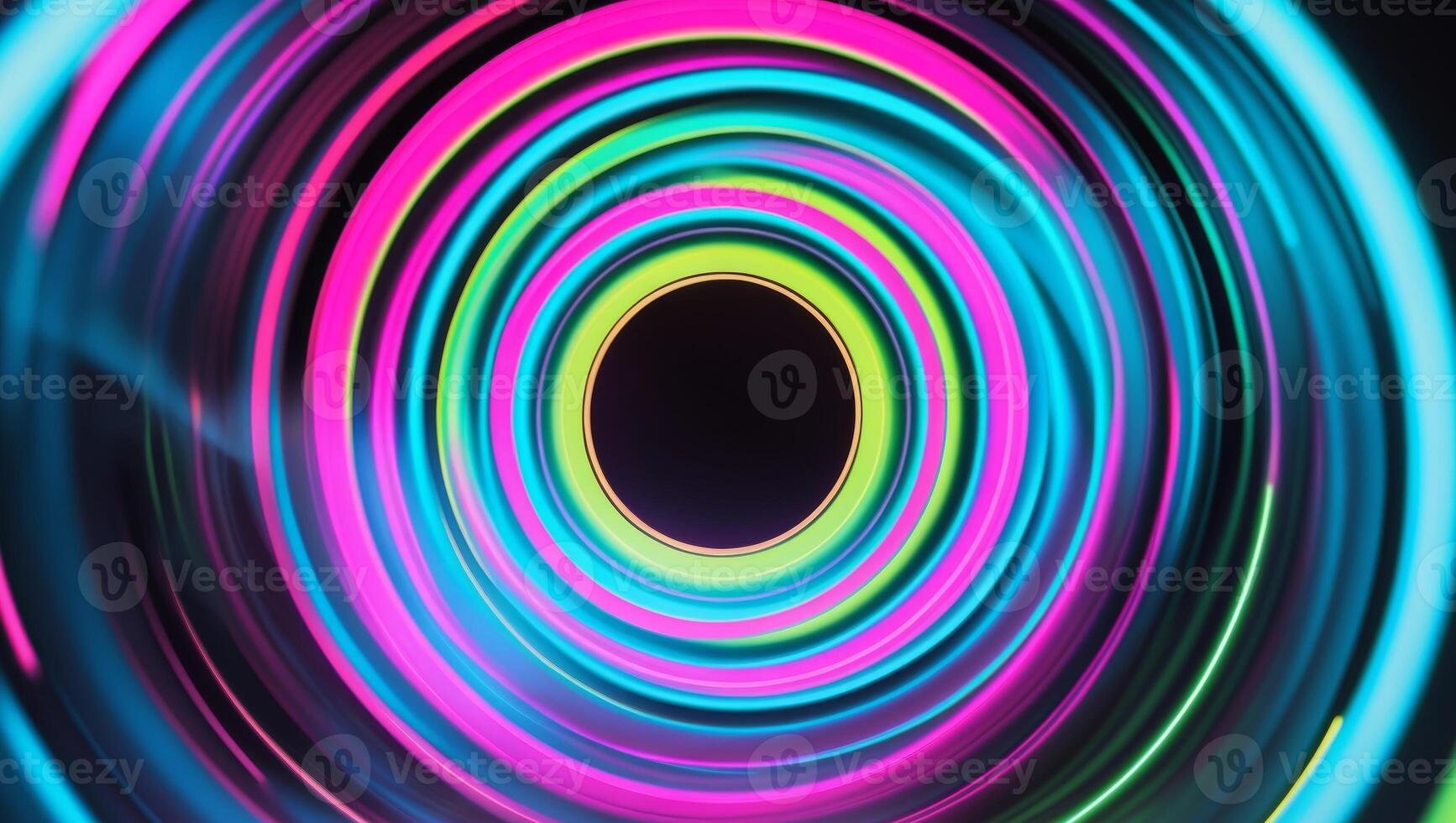abstract glowing concentric circles vibrant neon colors futuristic design photo