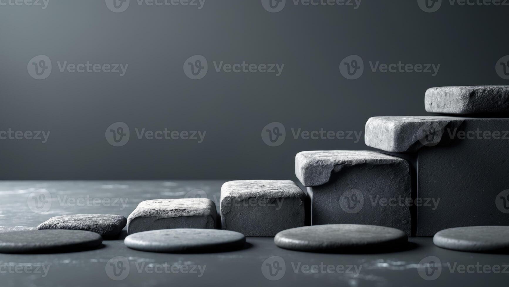 Business Pathway Success Journey Concept with Stepping Stones Representing Progress and Growth on a Dark Surface photo