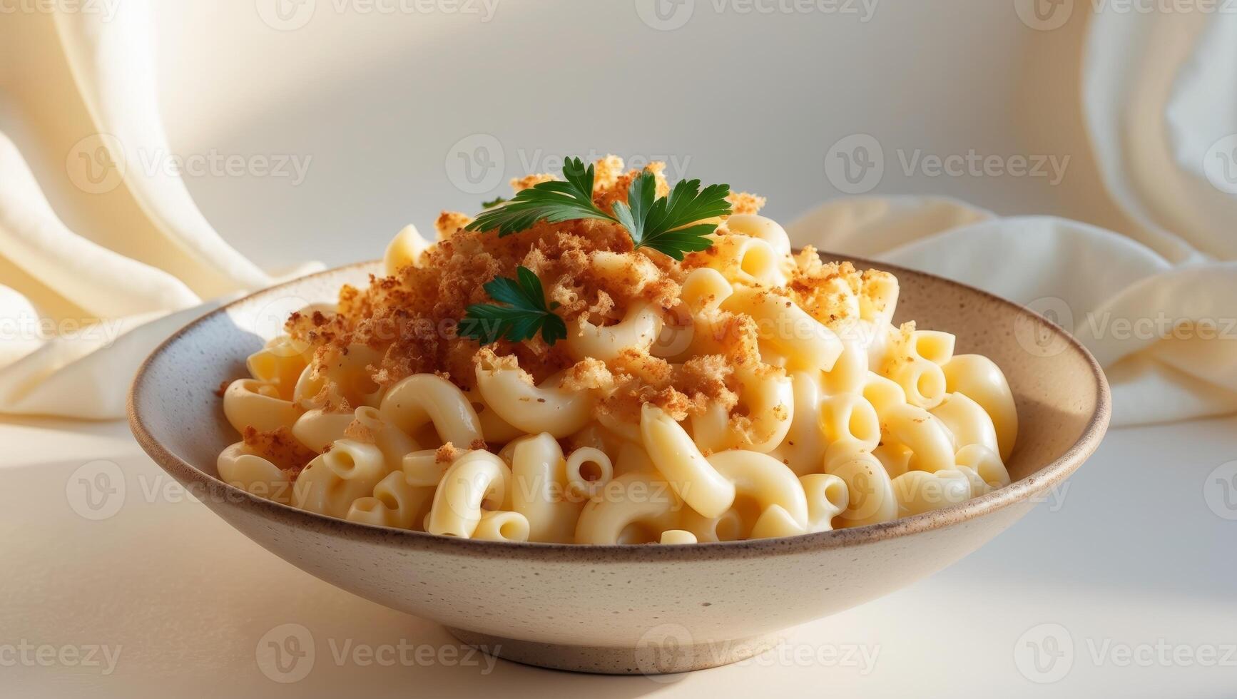 Luxurious Bowl Filled with Creamy Macaroni and Cheese Delight. photo