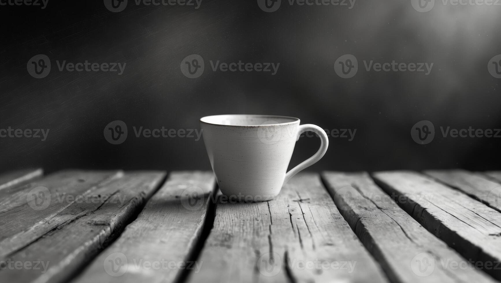 Coffee Cup on a Rustic Wooden Table with Dark Textured Background and Soft Focus Lighting Effects. photo