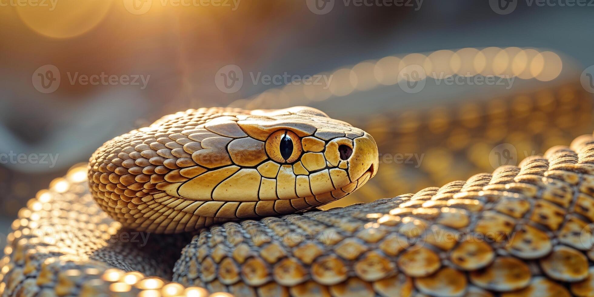 close up of a snake s scales in the sunlight. photo