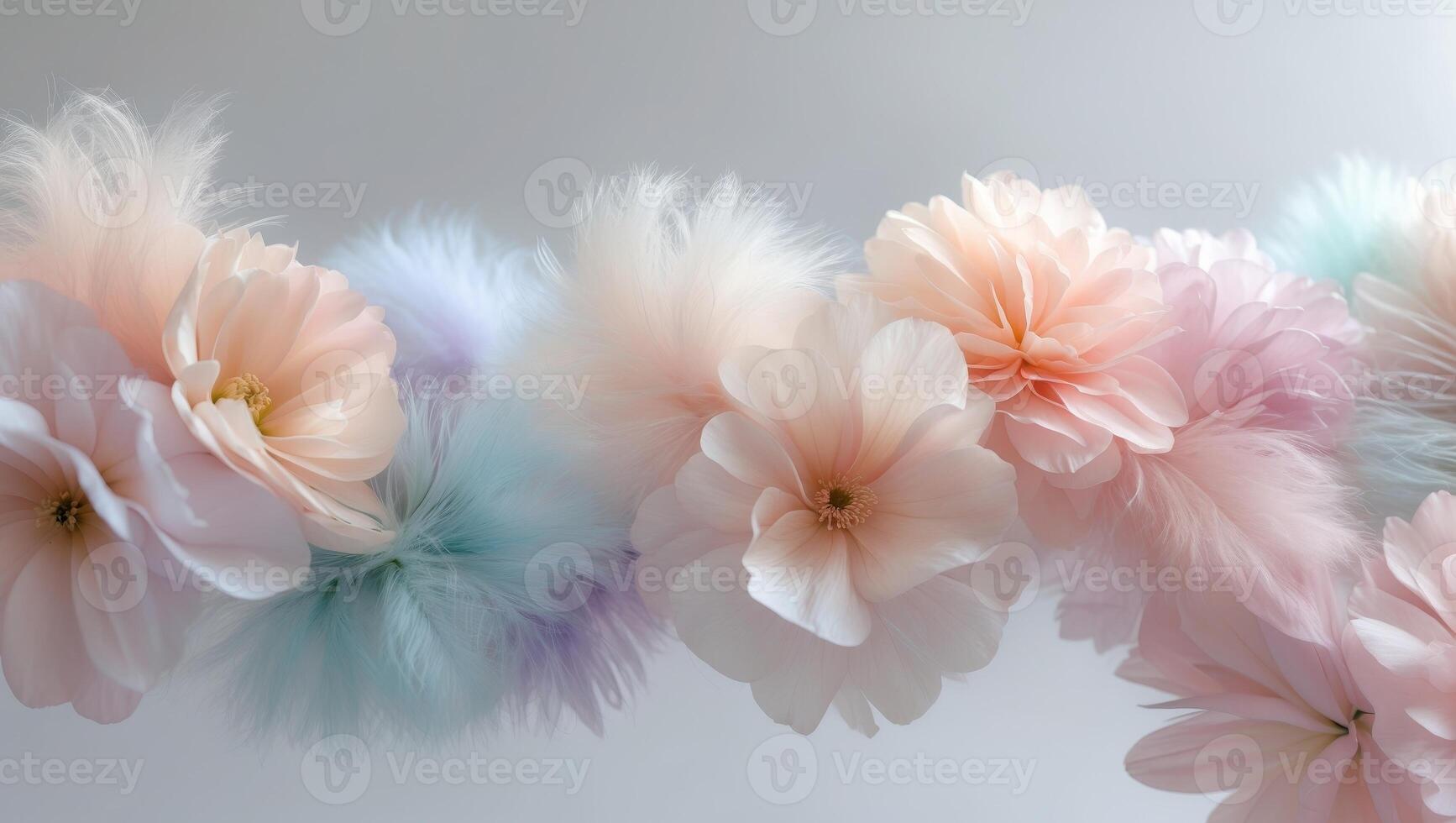Close up of colorful pastel colored flowers banner photo