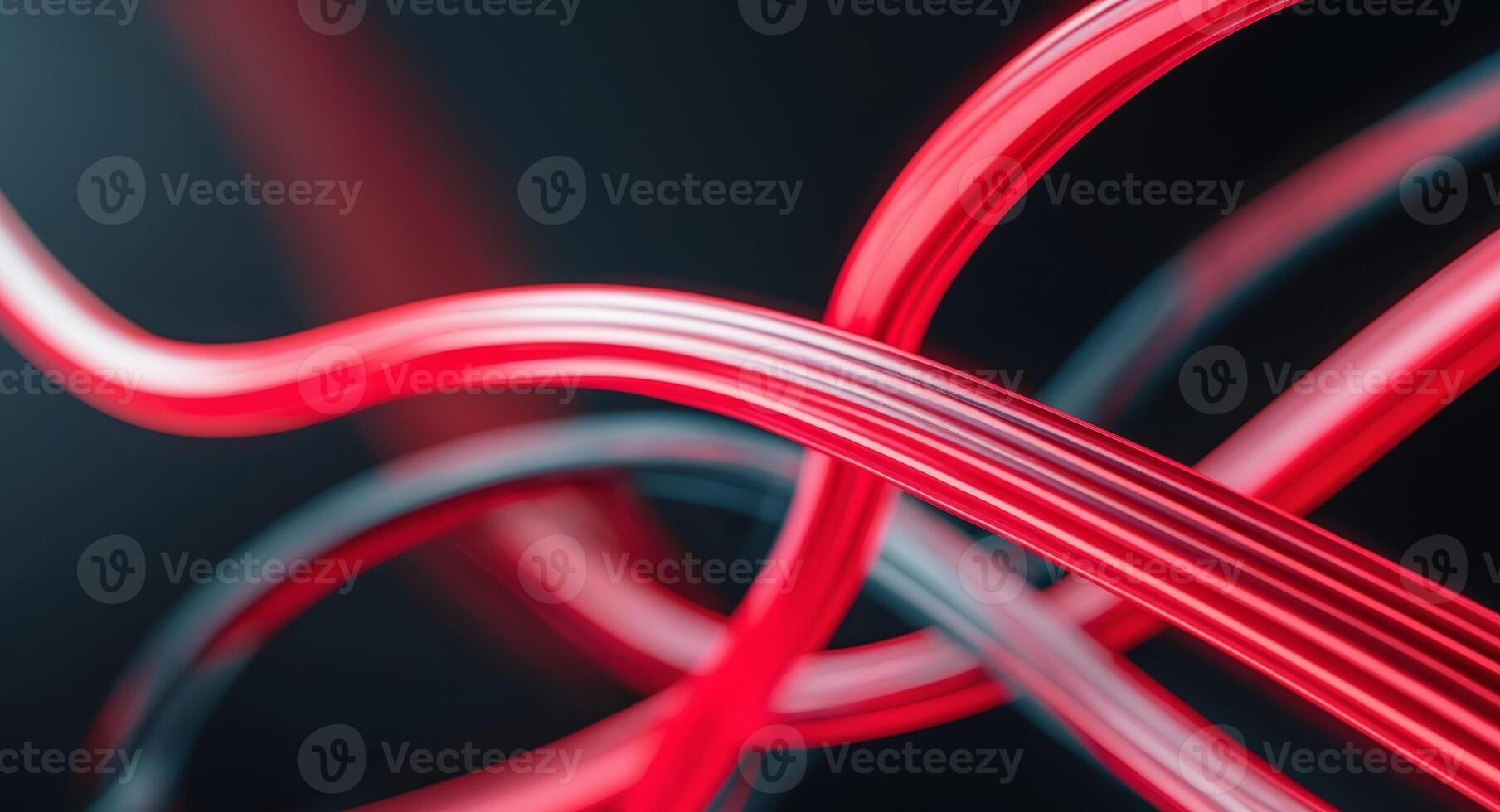 Red glowing data cables transferring information background photo