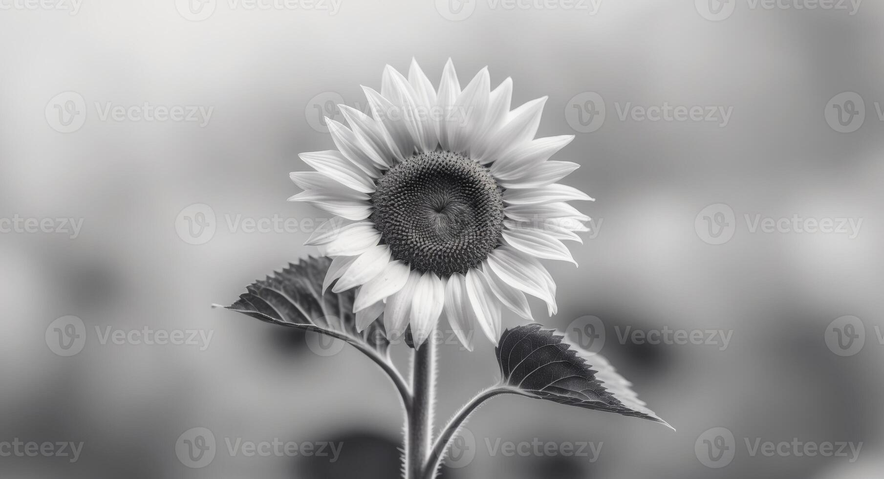 Close up of a sunflower with a blurry background. photo