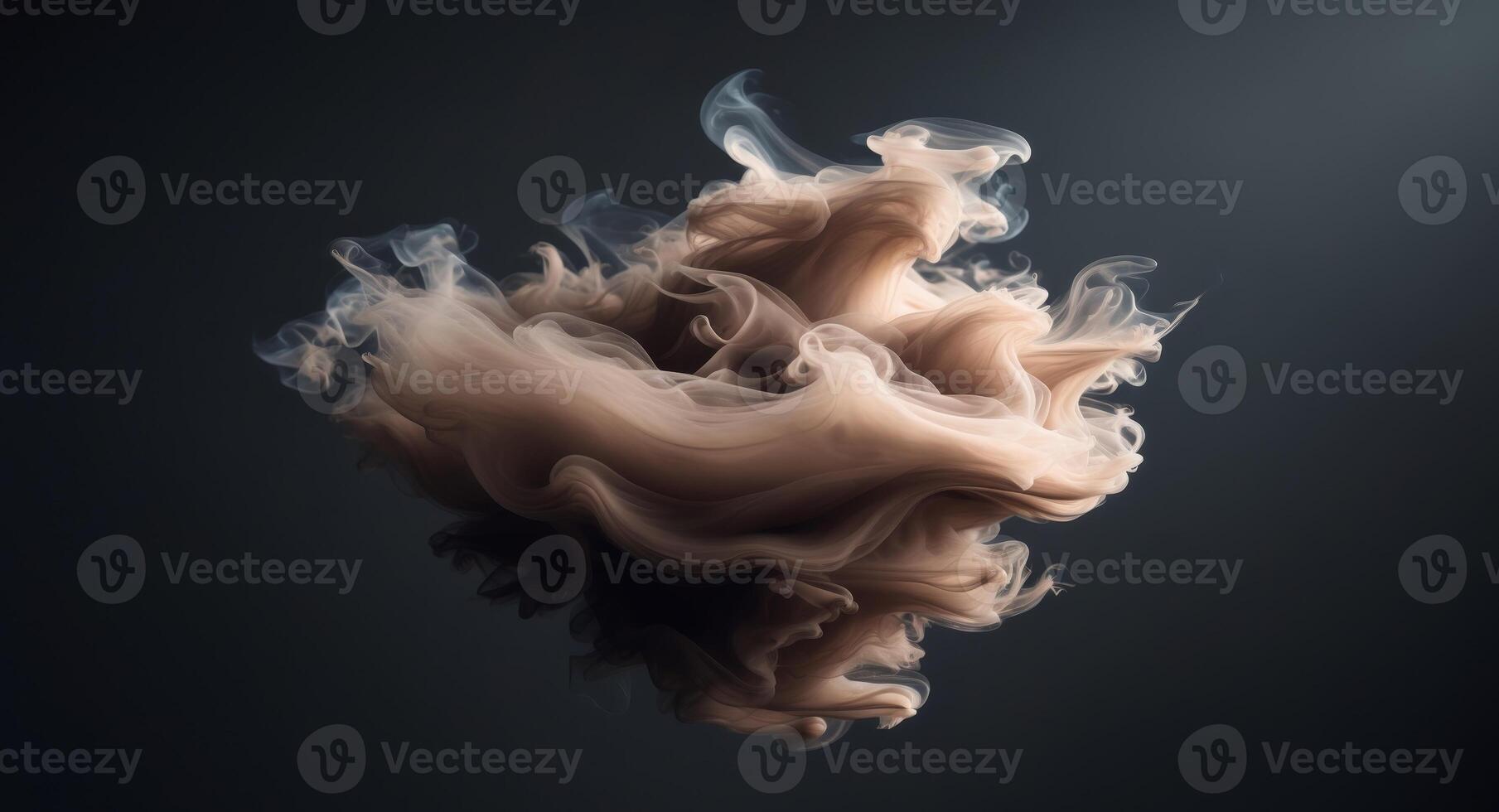 Mocha mousse digital smoke swirling in a captivating black void photo