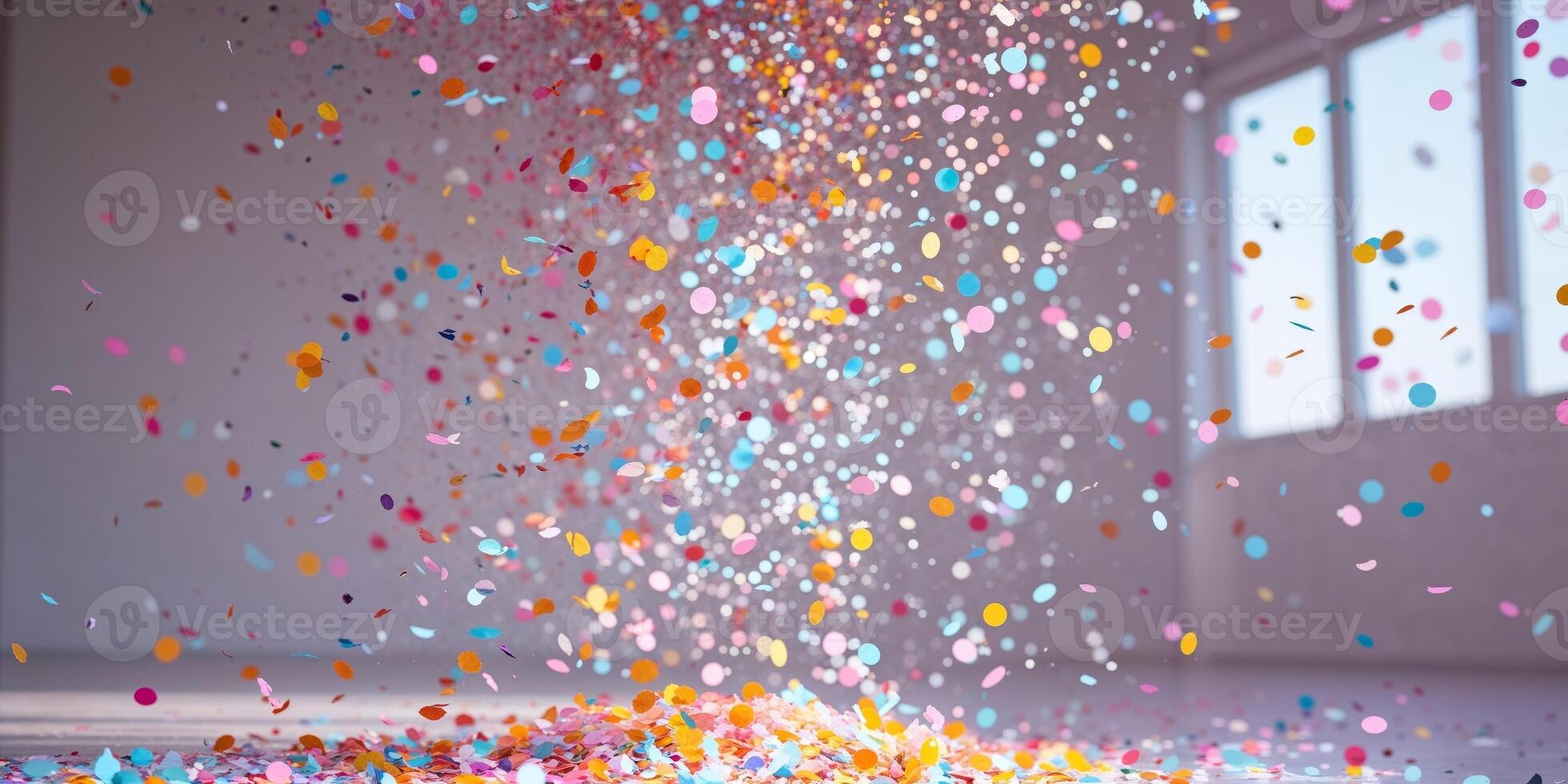 Joyful celebration with colorful confetti shower indoor setting gigapixel standard vibrant atmosphere photo