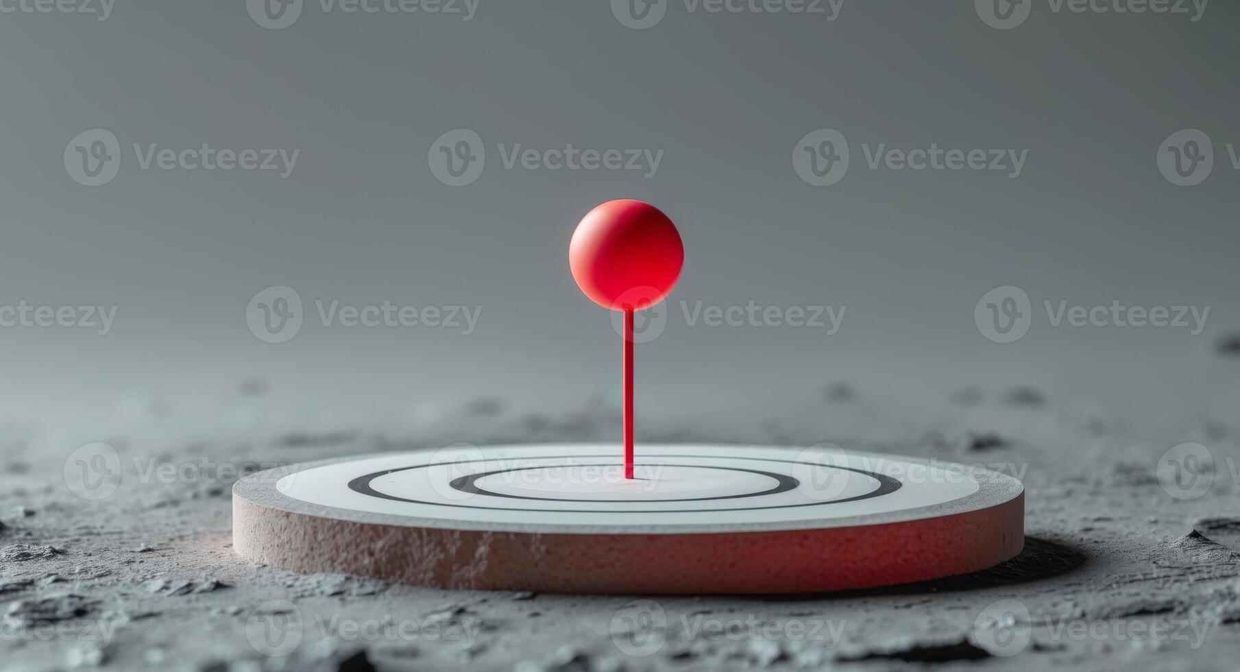 Red pin in the center of circular target on textured surface. photo