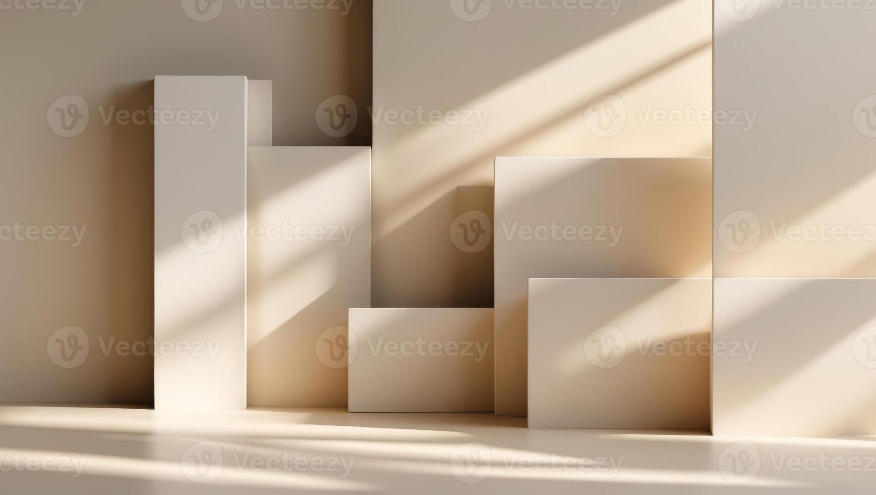Overlapping rectangles create warm tones and soft shadows on a matte surface. photo