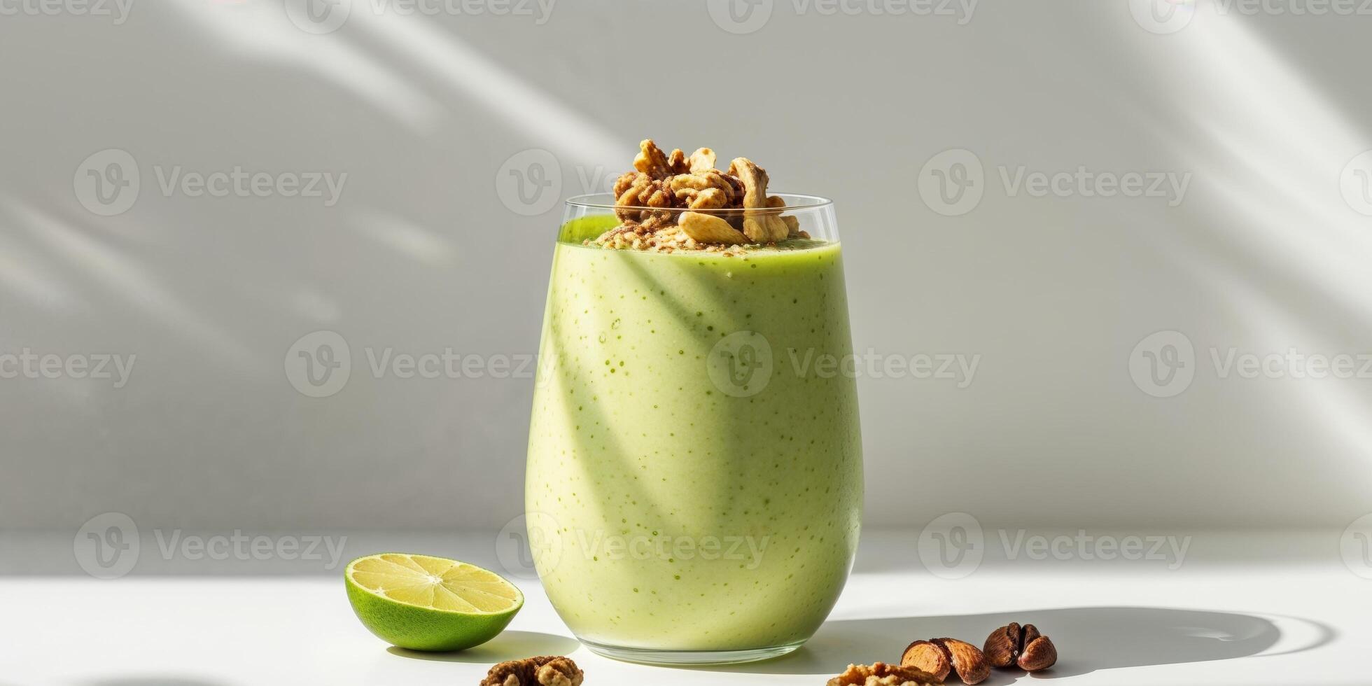 Avocado Lime Smoothie with Nuts - Refreshing Summer Drink photo
