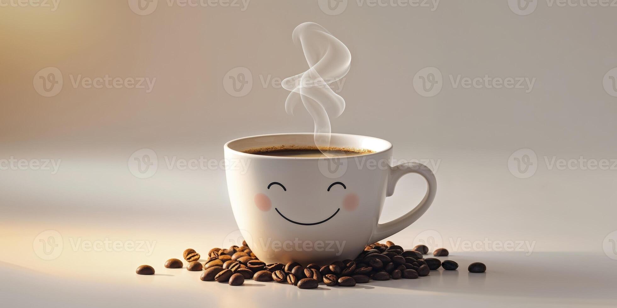 Smiling Cup of Delightful Morning Coffee. photo
