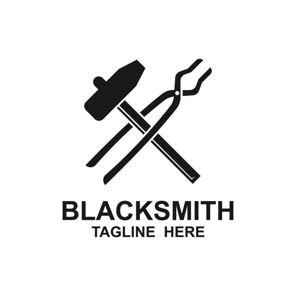 Hipster Vintage Blacksmith, Iron Work, Forge Logo Design Template vector