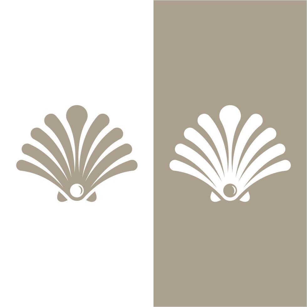 seashell and pearl elegant logo design vector