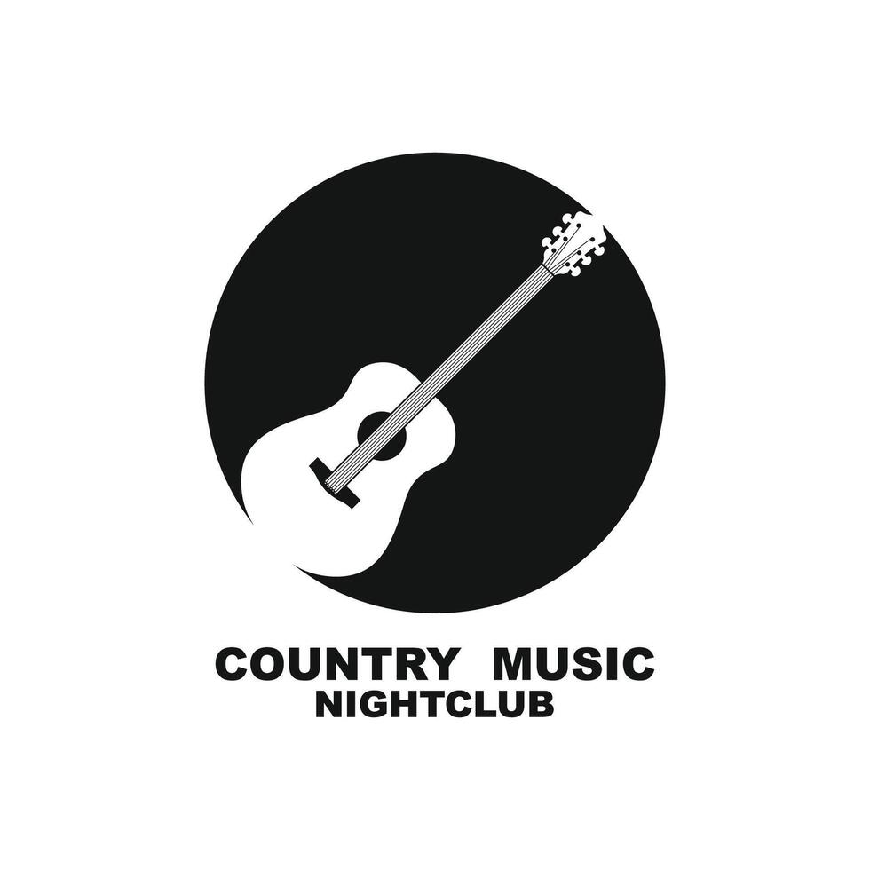 simple western guitar logo design in white background vector