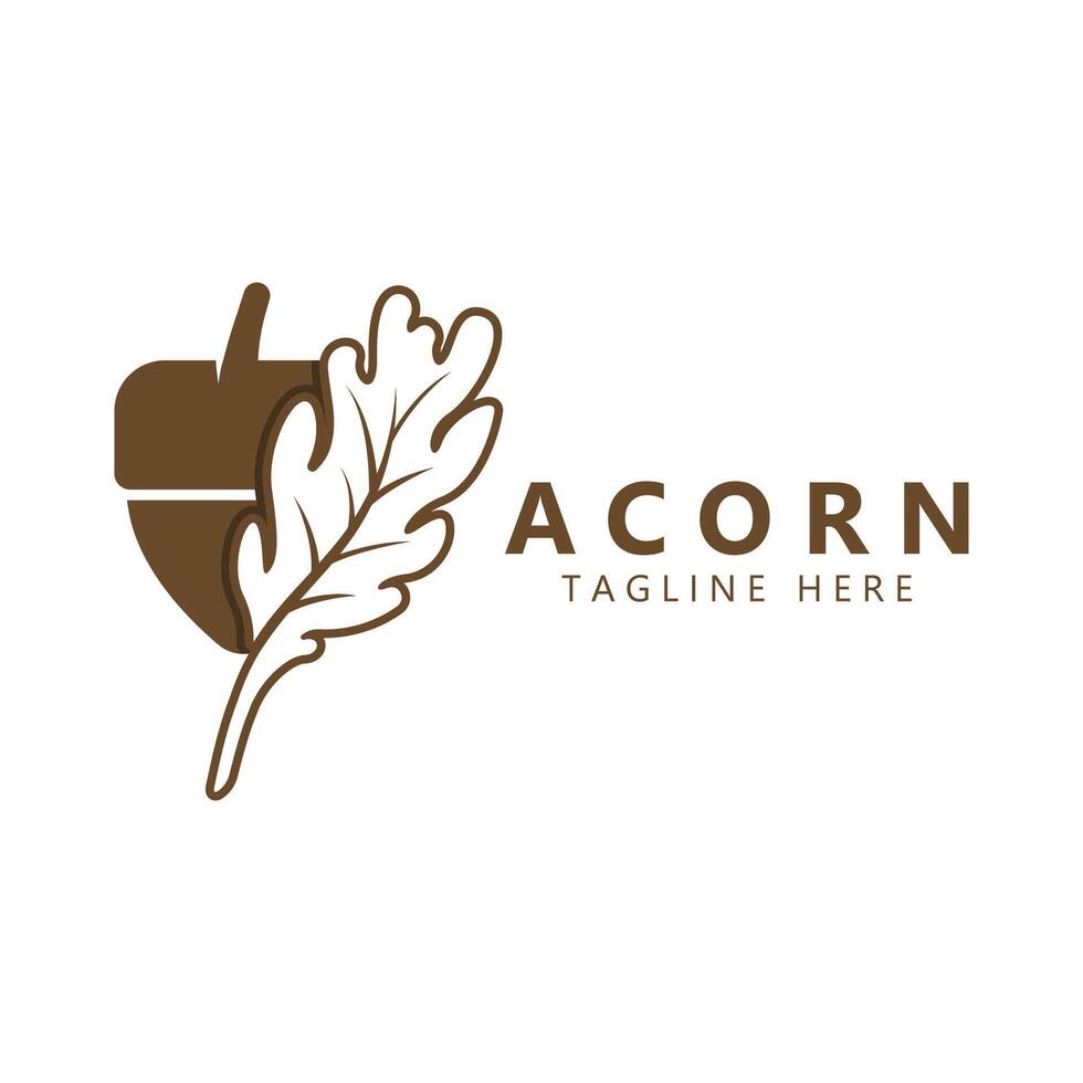 Acorn logo oak leaf icon design vector