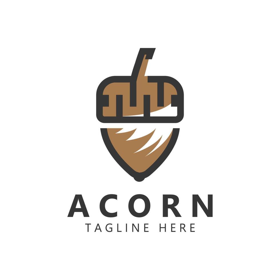 Acorn logo ilustration design template vector