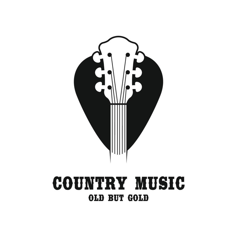 simple and creative western guitar logo design vector