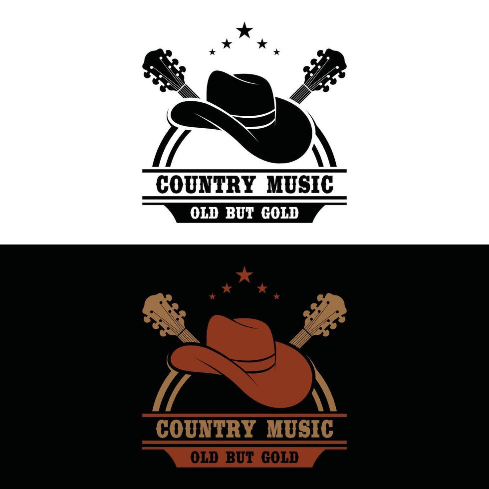 set of western Guitar logo design icon template vector