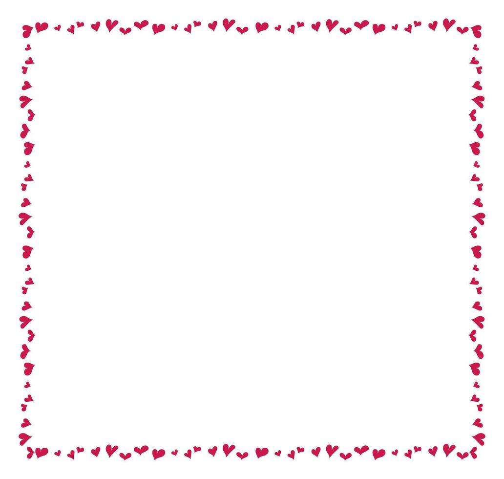 Abstract Hand Drawn Love Hearts Square Frame Border vector
