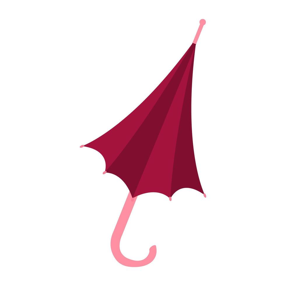 Curved Handle Umbrella Cartoon Icon vector