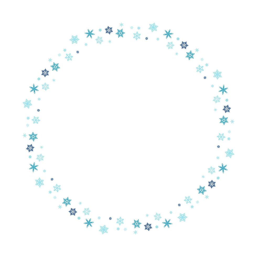 Blue Winter Snowflake Circle Frame Border vector