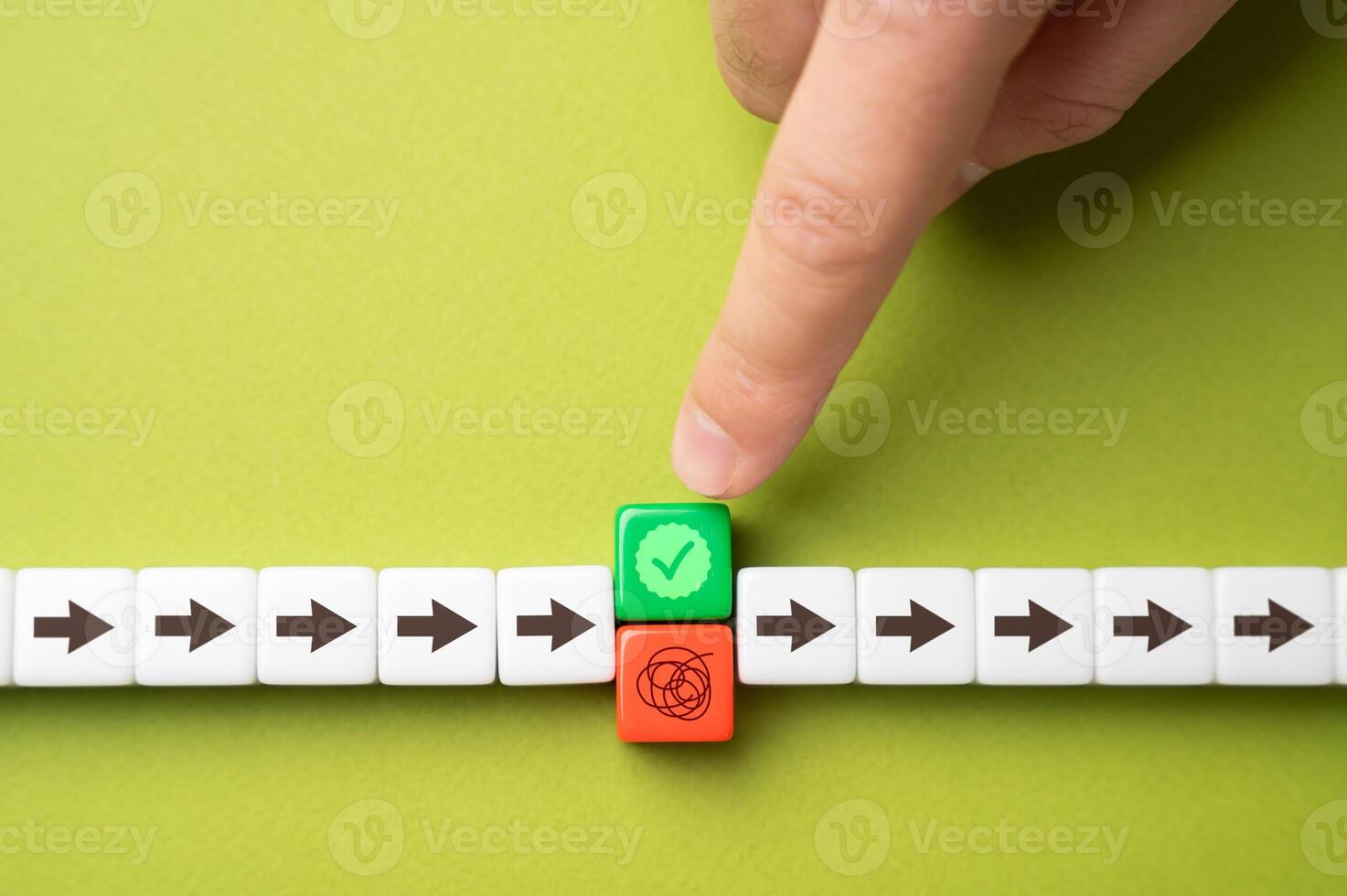 Replace confusion with correct and verified element. Verified information, verified licensed product. Concept of performing the work and eliminating any errors or malfunctions. photo