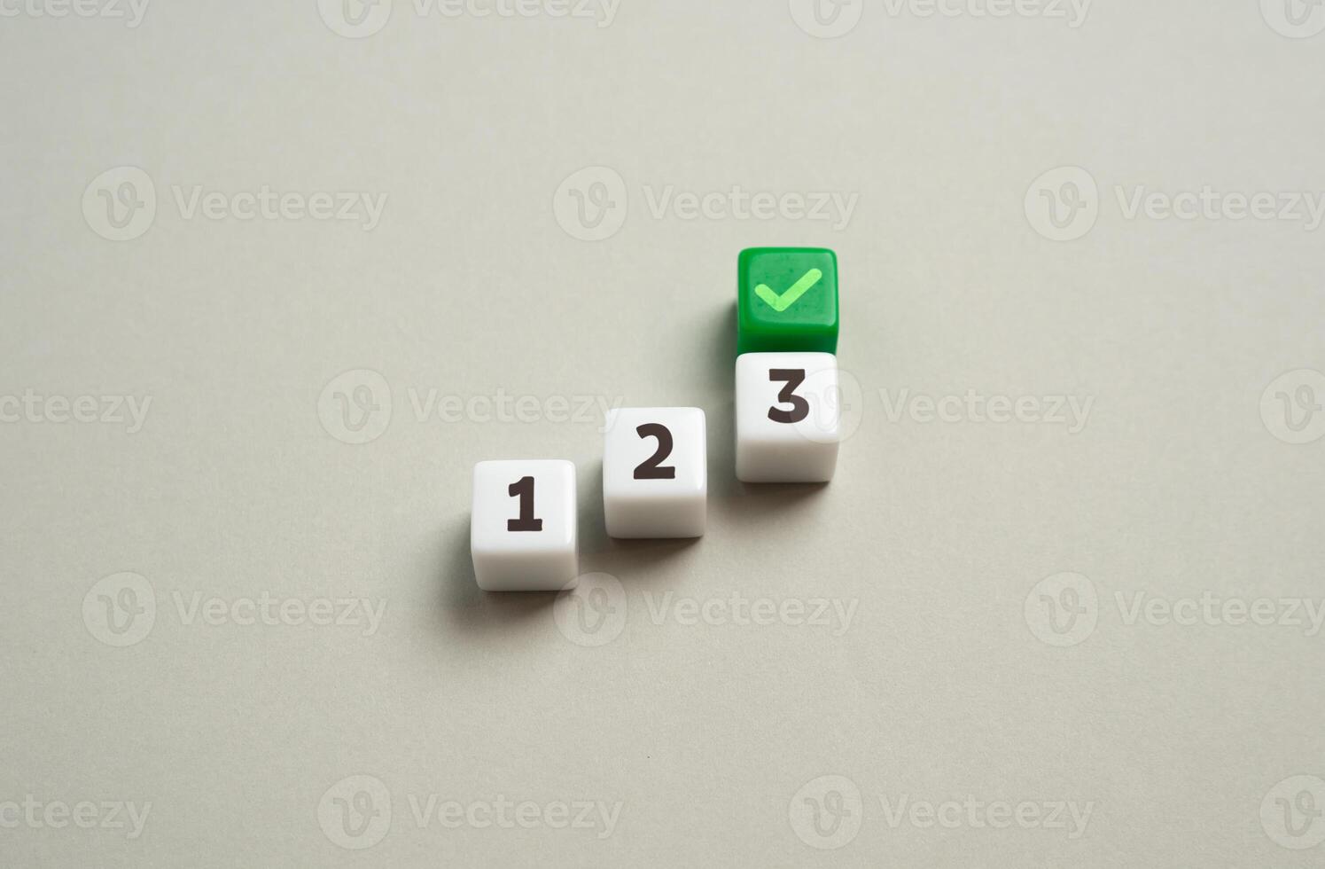Complete three items from the list. Achieving the completion of the task. Current progress. Passing the steps. photo