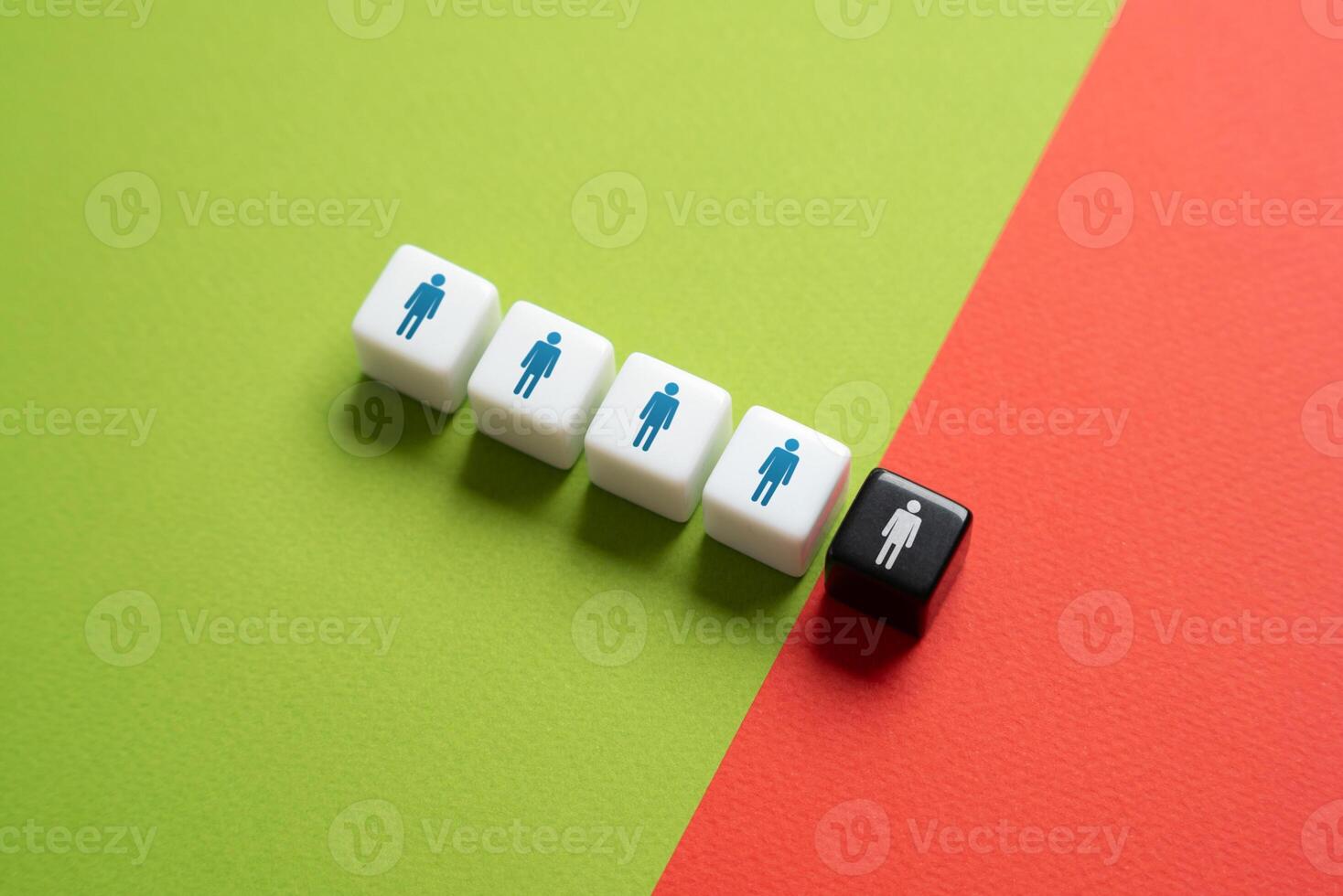 Loss of one person from the group. Layoffs at work, crisis. Voting for and against. photo