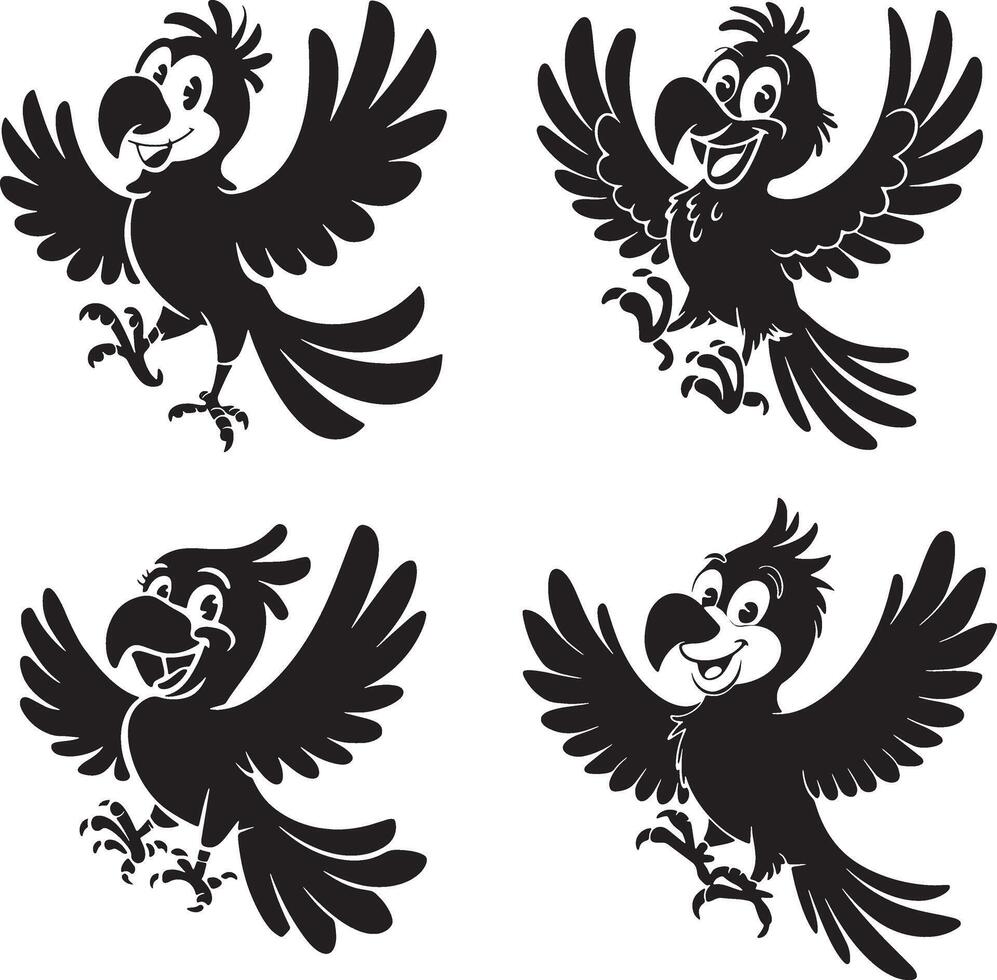 Fun and Playful Parrot Illustrations vector