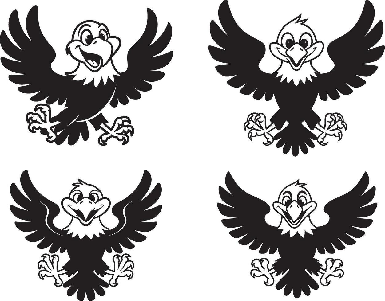 Cartoon Eagles in Various Poses for Design vector