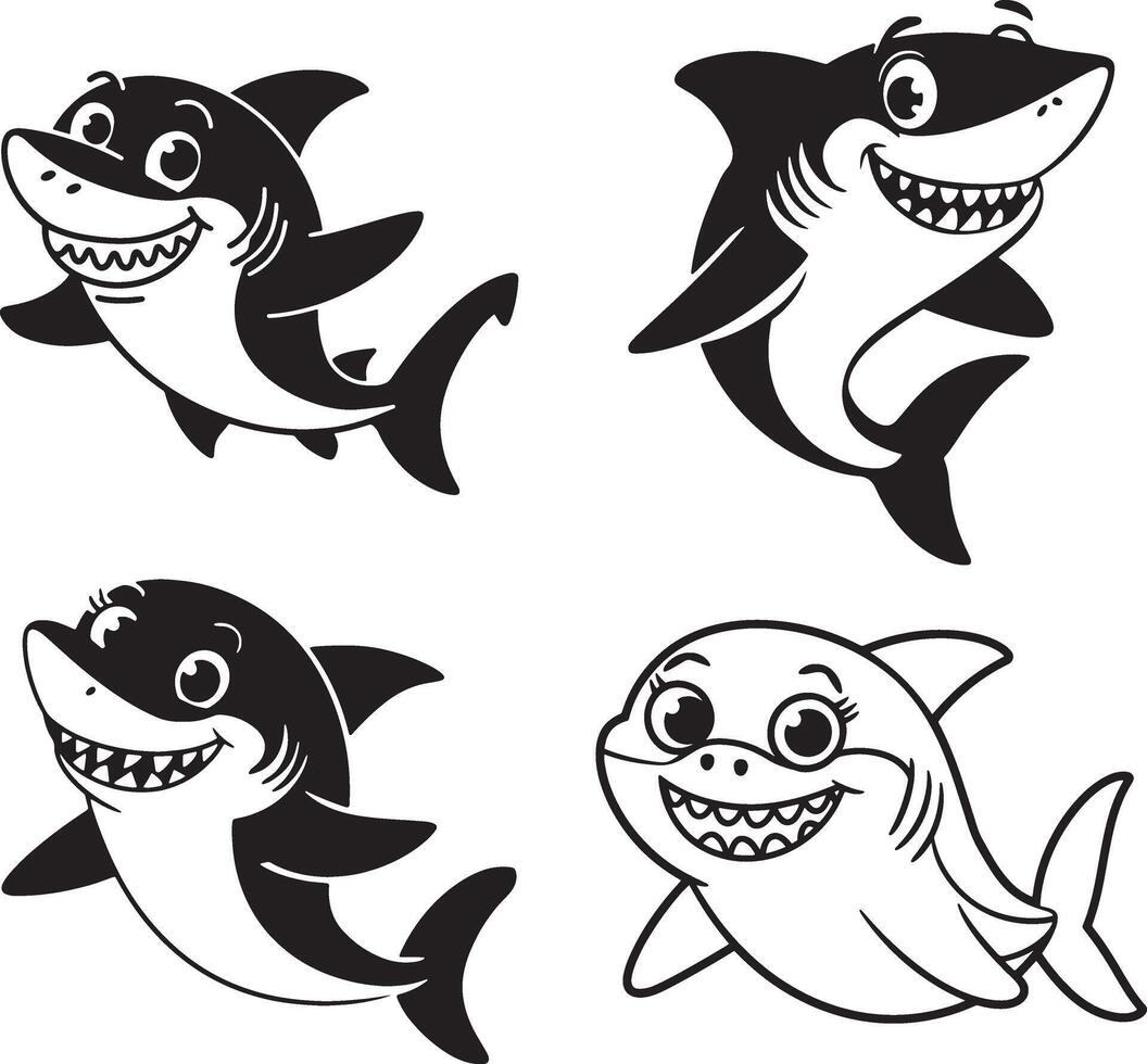 Playful Cartoon Sharks Design vector