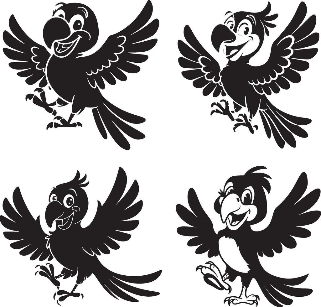Silhouette Parrot Illustrations Art vector