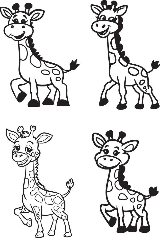 Silhouette Giraffes in Black and White vector