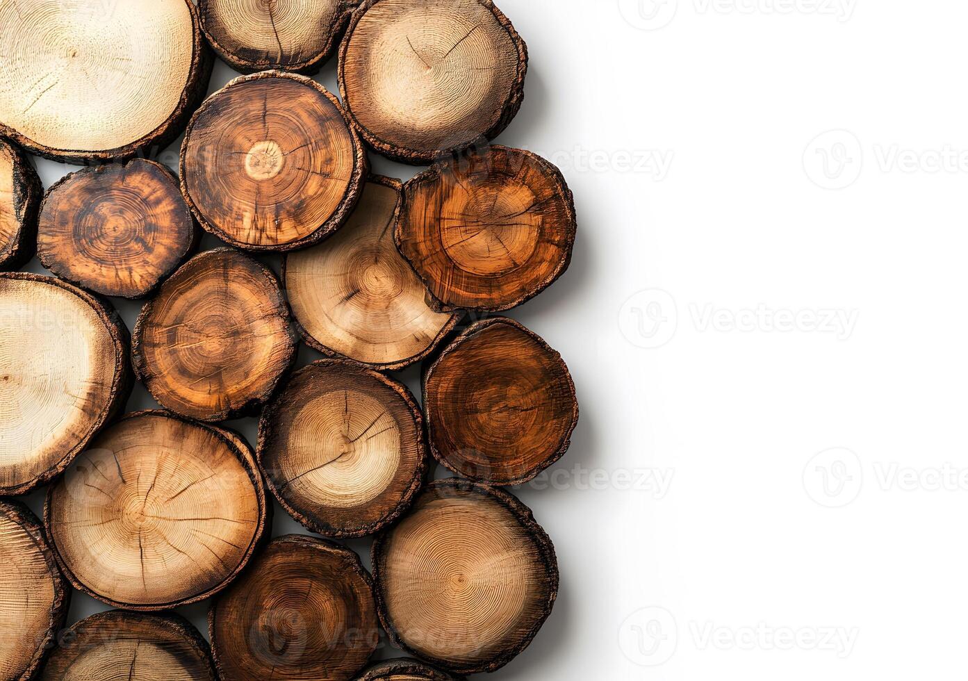 Wooden Cross Sections Arranged In A Pattern photo