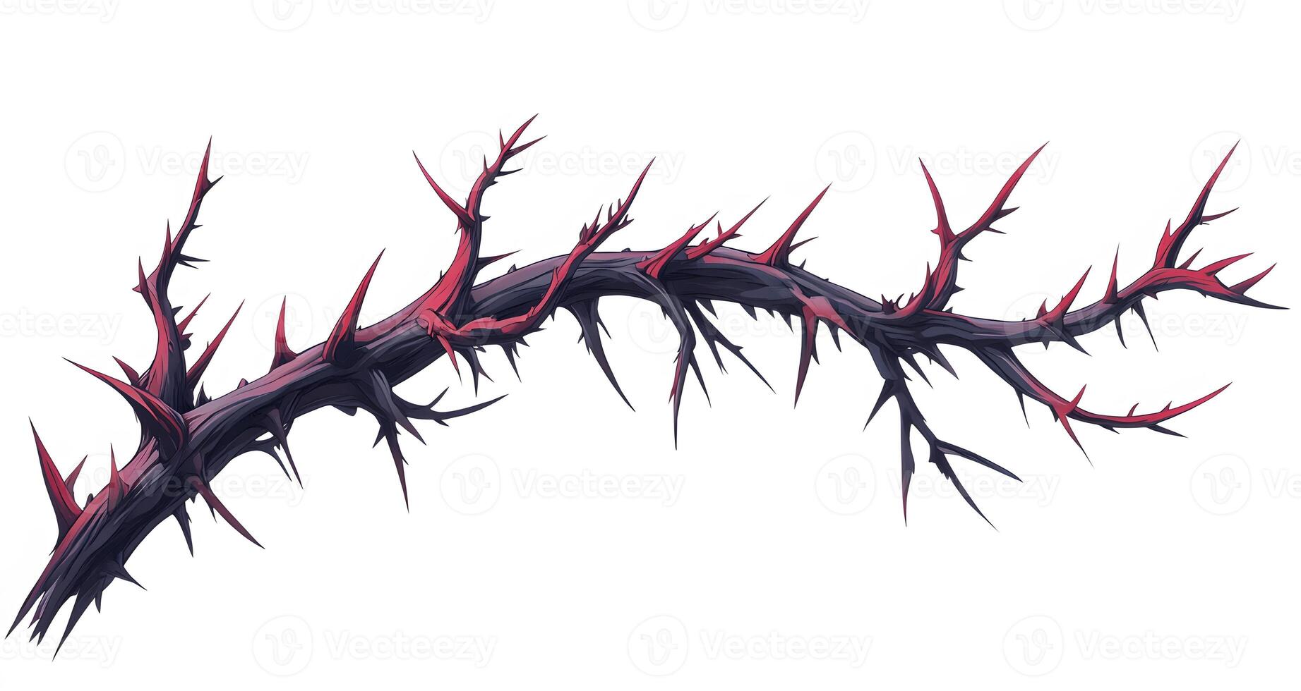 Dark Branch With Sharp Red Spines Illustrated photo