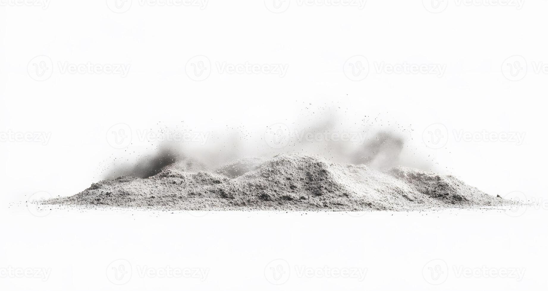 Grey dust pile explosion isolated background photo