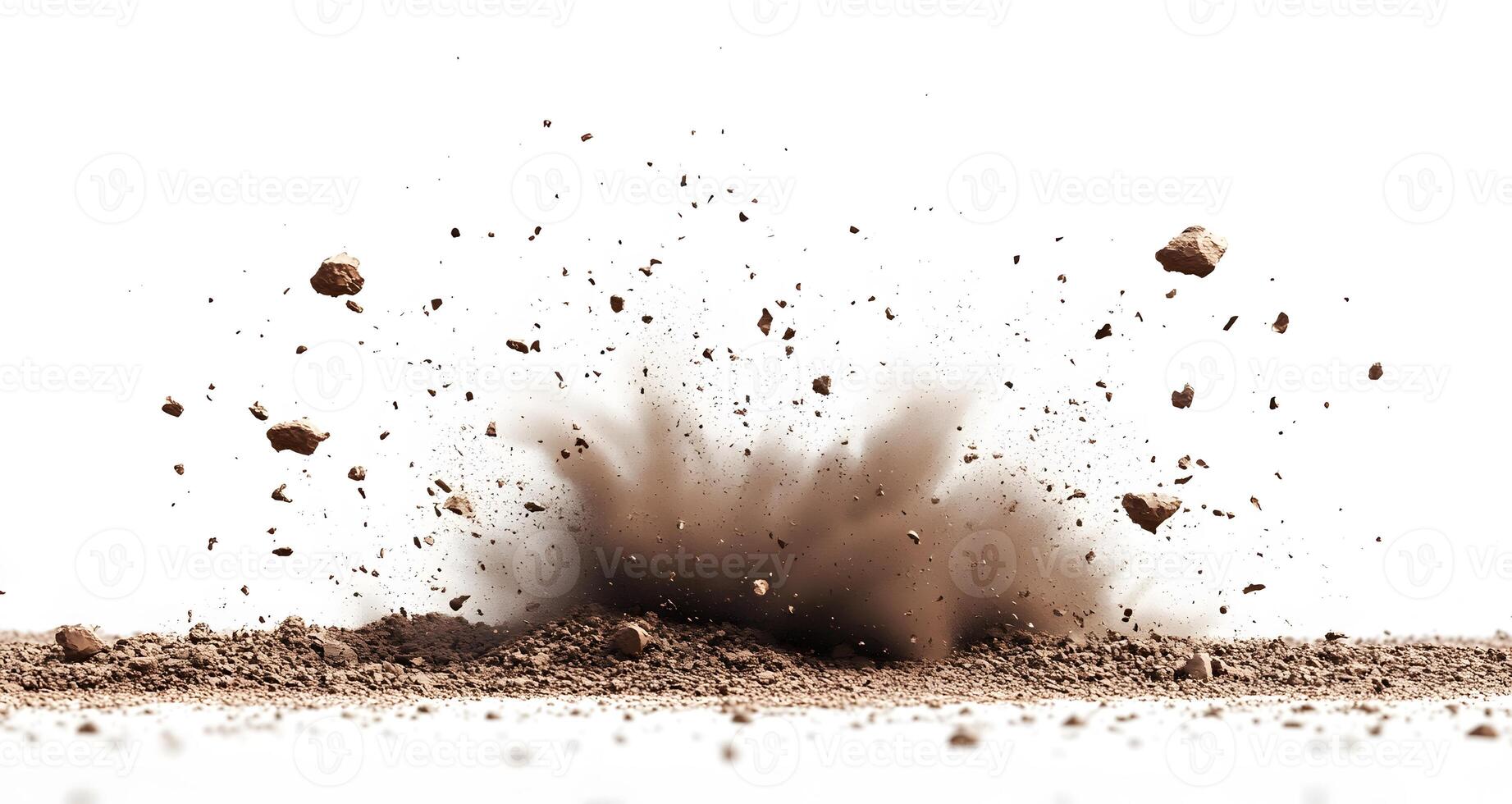 Brown Soil Explosion Showing Debris And Dust photo
