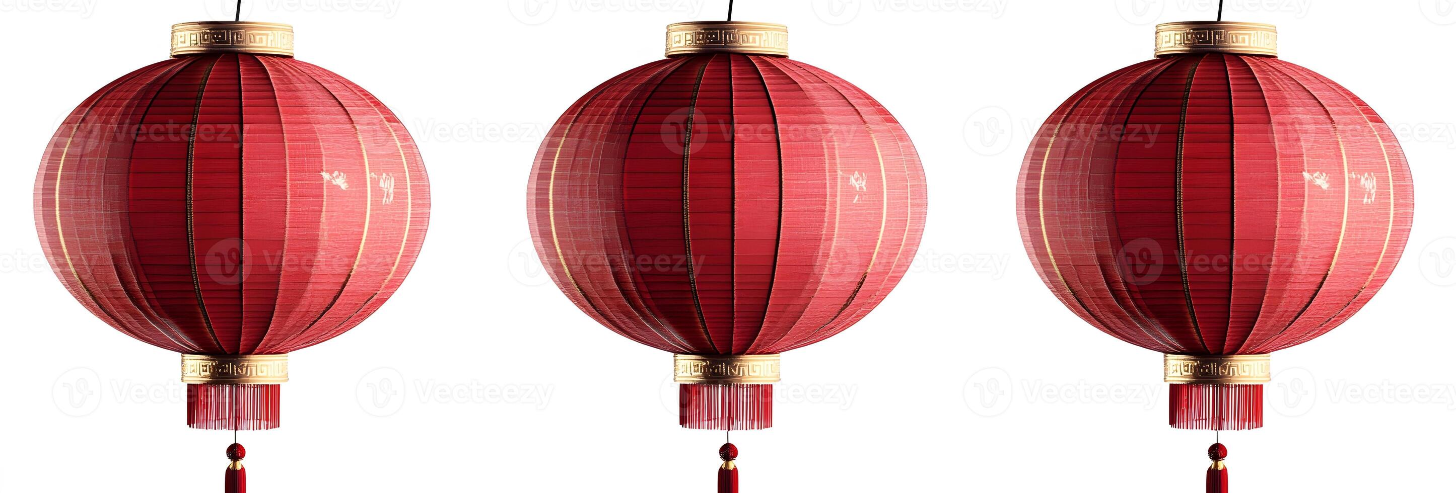 Three Traditional Red Chinese Lanterns Hanging photo