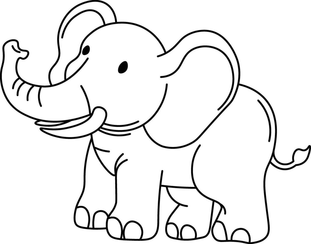 Adorable Animal Line Art Collection Elephant vector