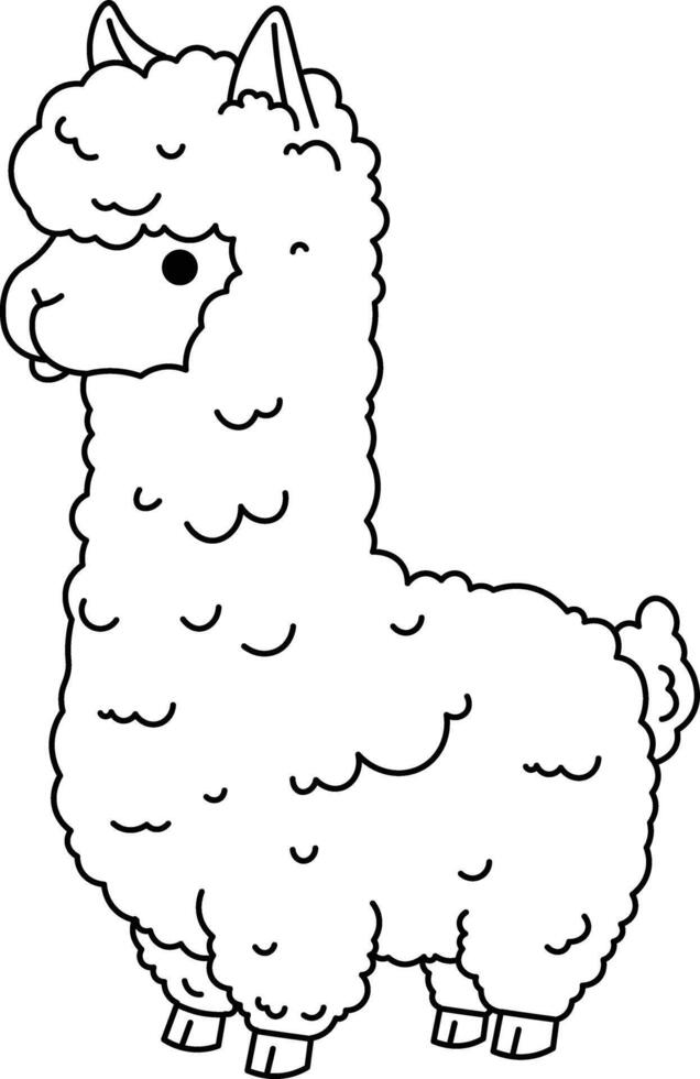 Adorable Animal Line Art Collection Alpaca vector