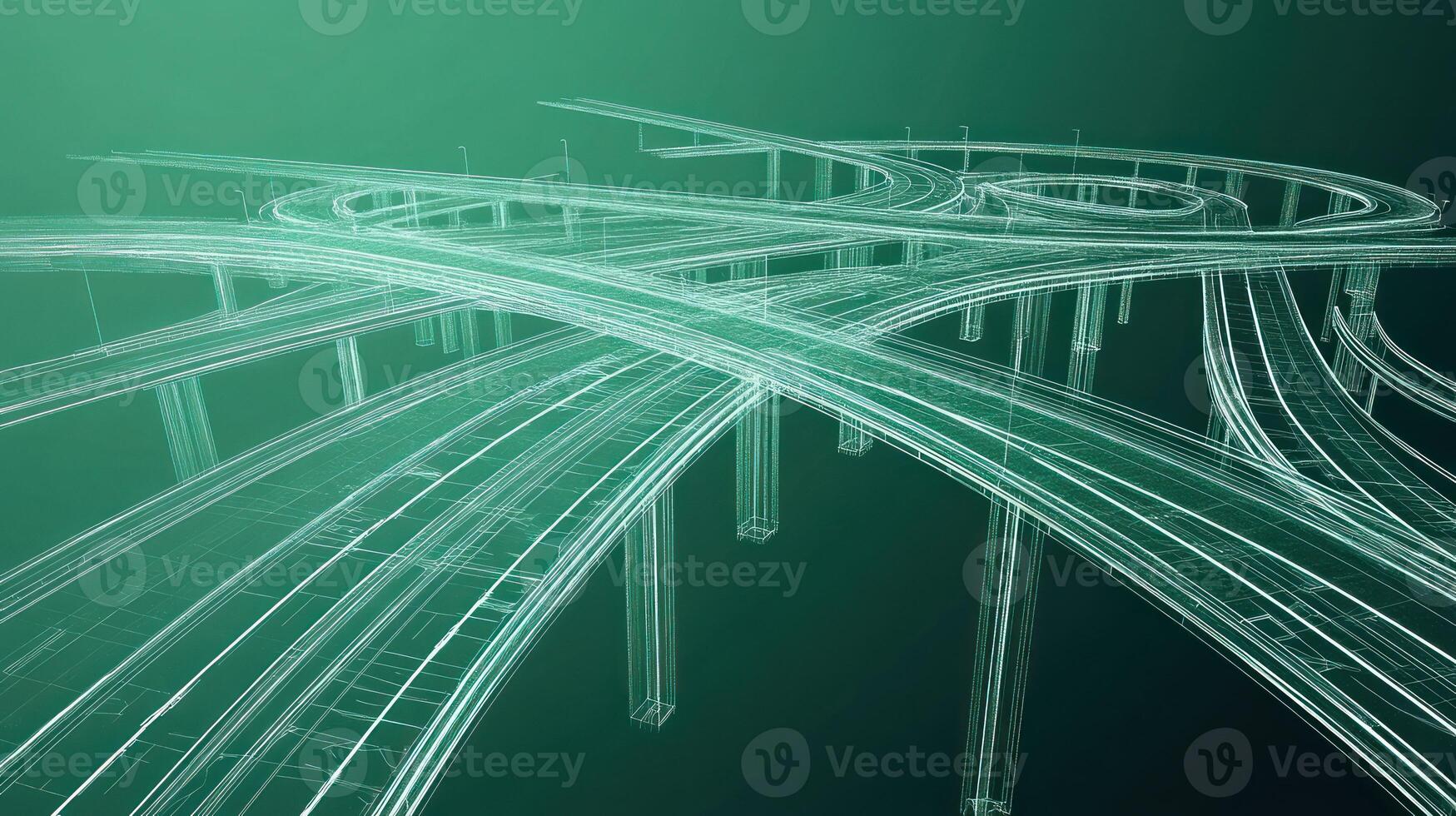 Wireframe Representation of a Complex Highway Interchange photo