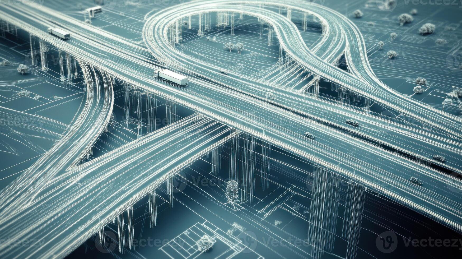 An Abstract Wireframe Representation of an Elevated Highway Interchange photo