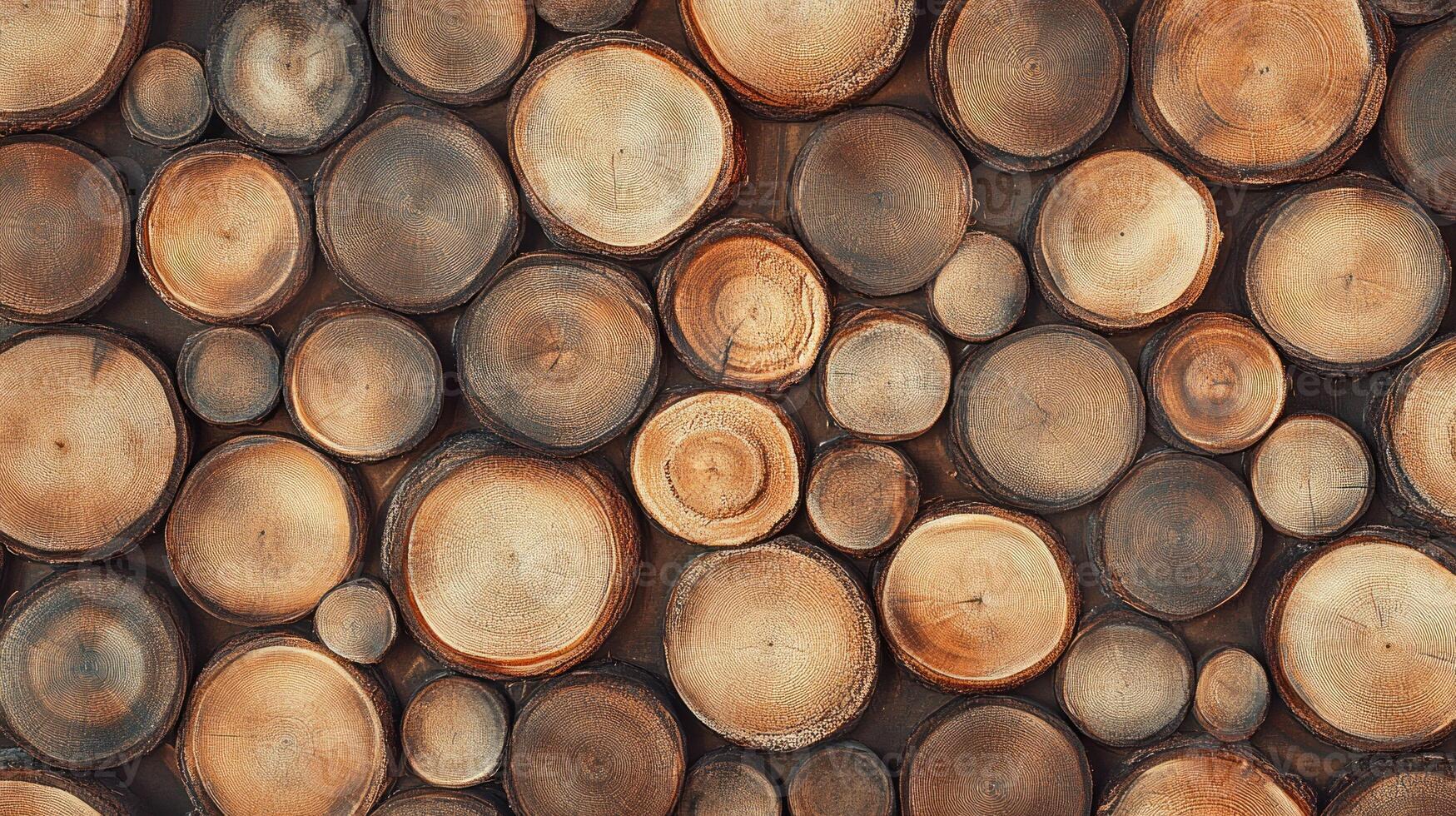 A Close-Up View of Circular Wood Grain Patterns photo