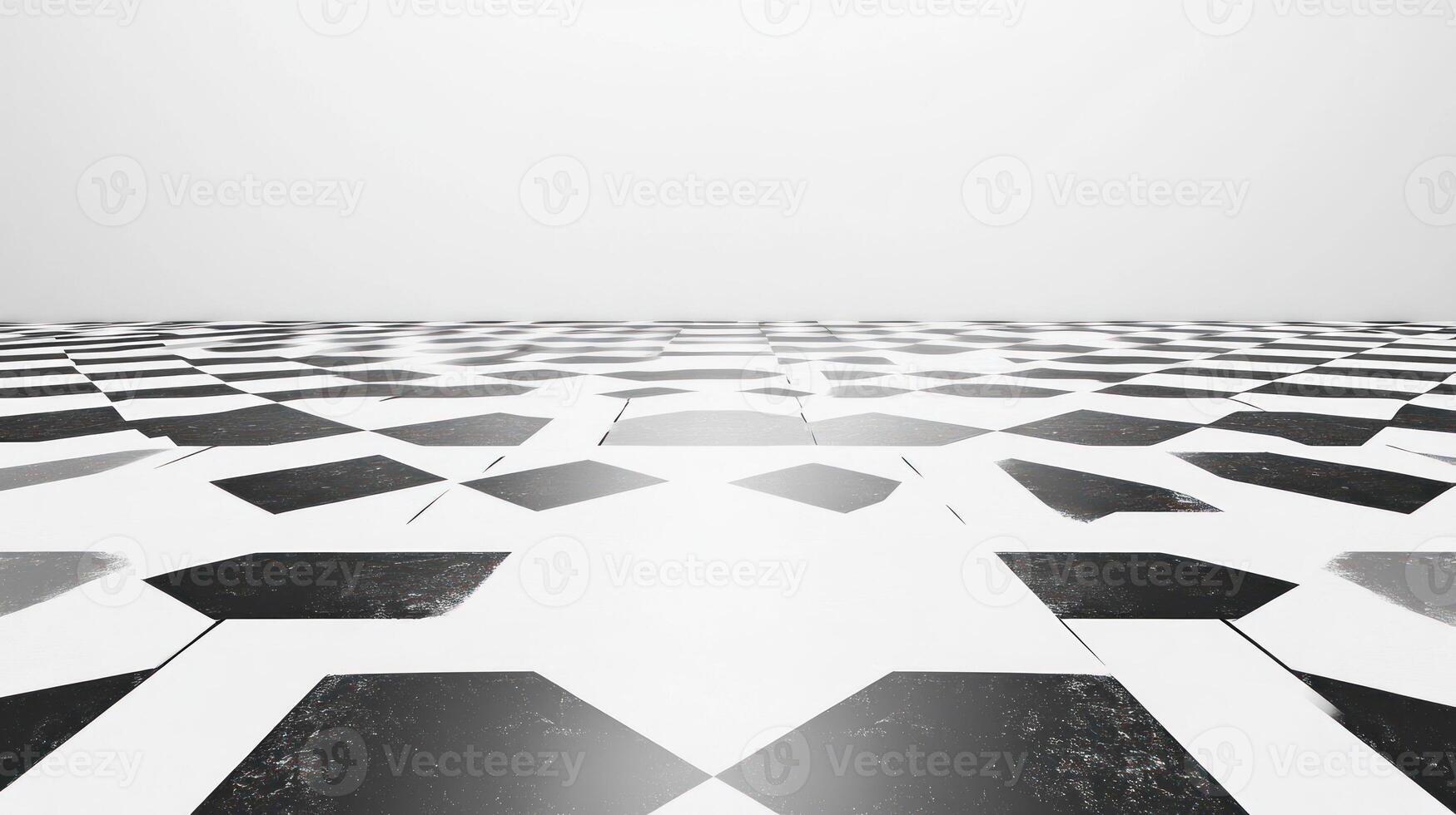 Distorted Checkered Floor in White Room photo