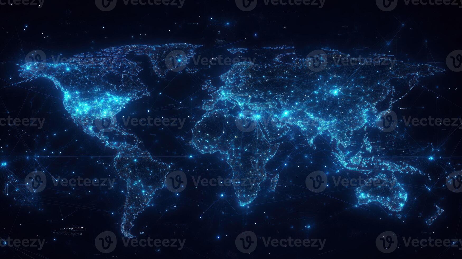 A World Map Depicting a Network of Interconnected Cities photo