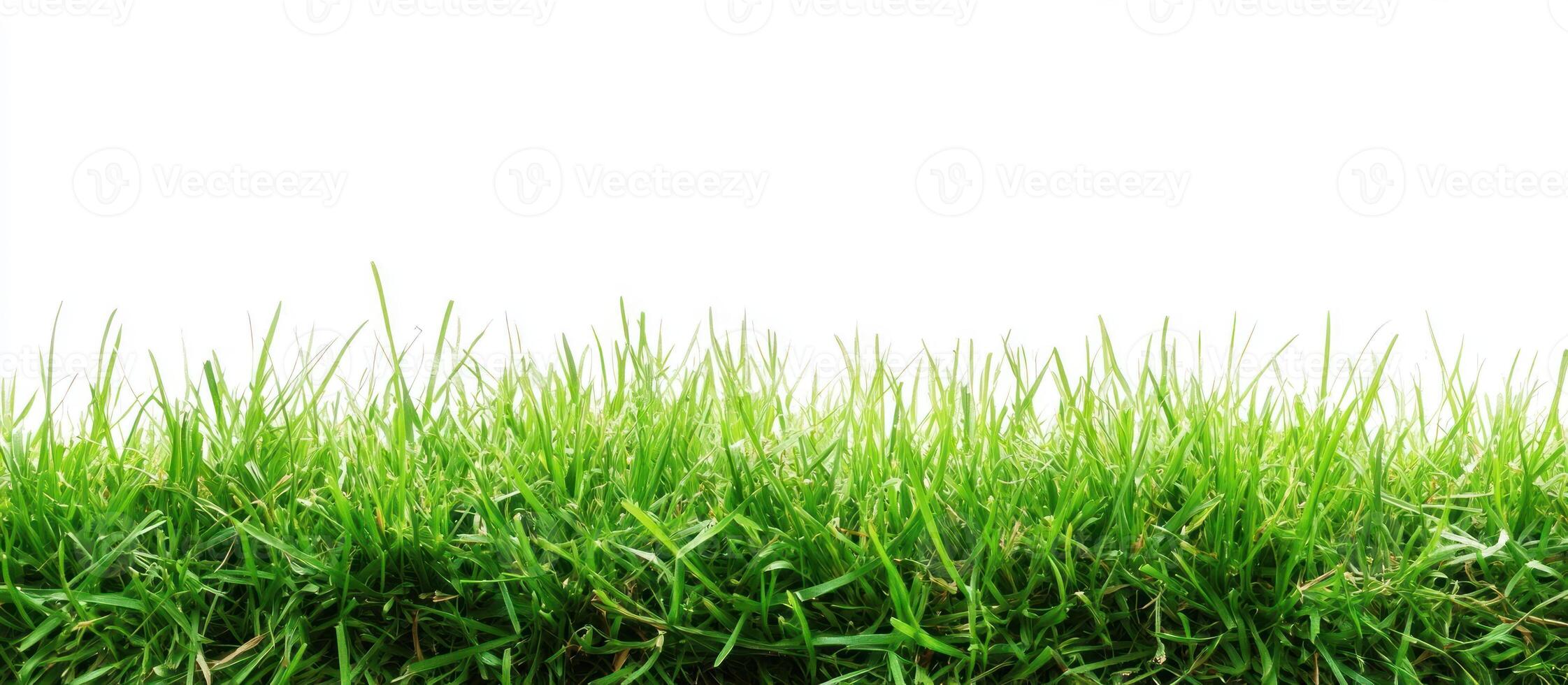 Lush Green Grass Blades Against a White Background photo