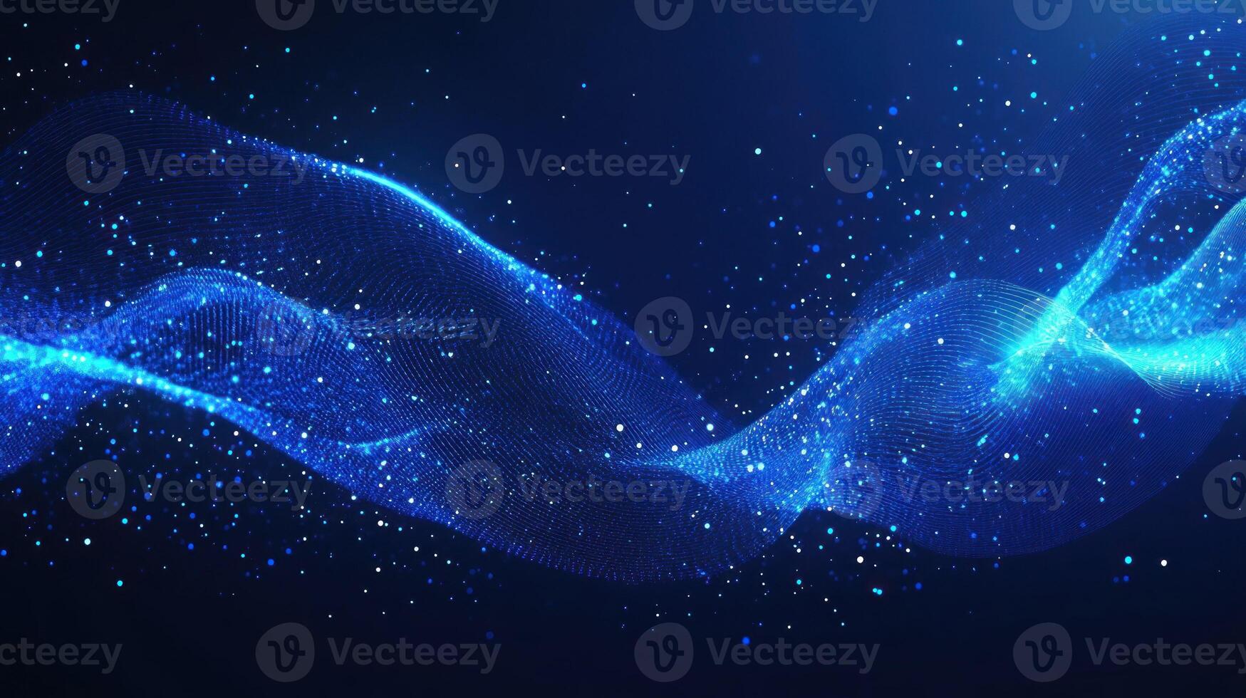Abstract Blue Wave with Glowing Particles photo