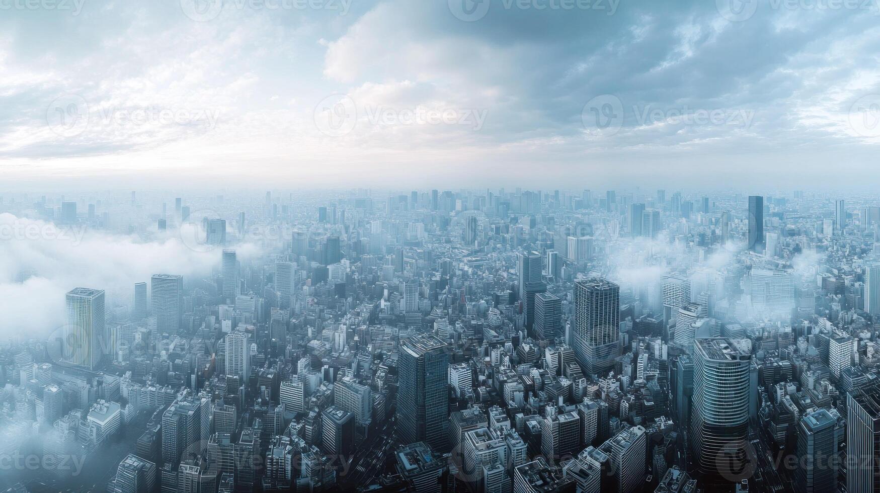 A Cityscape of Skyscrapers Wrapped in Fog photo
